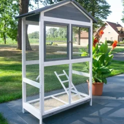 Bb Loisir Cages, Volières Et Accessoires | - Volière cage à oiseaux en bois de haute qualité 122x58x177cm pour intérieur et extérieur –modèle « apollo xl 304 »