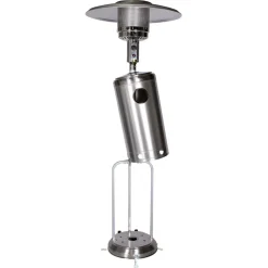 Beneffito - Kohala - parasol chauffant acier inoxydable gris - chauffage d'extérieur à gaz - surface de chauffe 30m2 - housse noire - allumage New