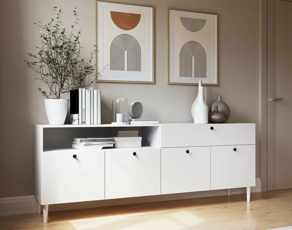 Best Mobilier Mobilier D'Intérieur | - Gaby - buffet bas - blanc - 200 cm