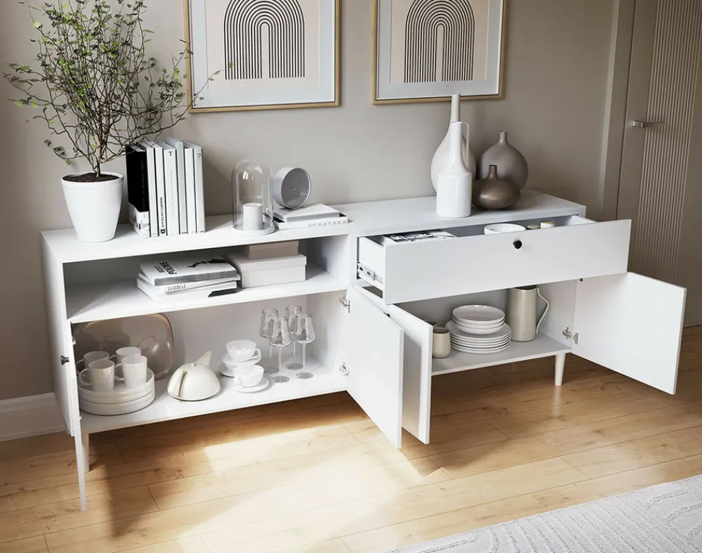Best Mobilier Mobilier D'Intérieur | - Gaby - buffet bas - blanc - 200 cm