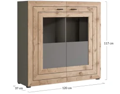 Best Mobilier Mobilier D'Intérieur | - Wexford - buffet haut - gris et effet bois - 120 cm