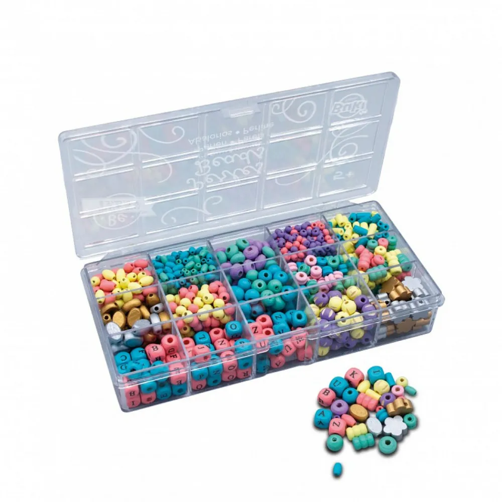 Be Teens - Boîte de perles en bois colorées pour création de bijoux Sale