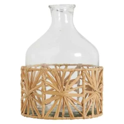 Blanc D'ivoire Vases Et Coupes | - Vase bonbonne verre raphia 14x21cm