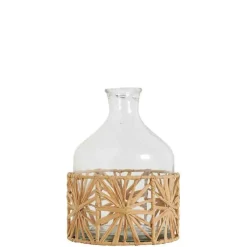 Blanc D'ivoire Vases Et Coupes | - Vase bonbonne verre raphia 14x21cm