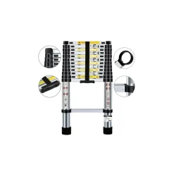Bm Tools - Échelle télescopique 3,8m en acier inoxydable, charge 150kg pliable extensible unique droite multi-fonction, bricolage Outlet