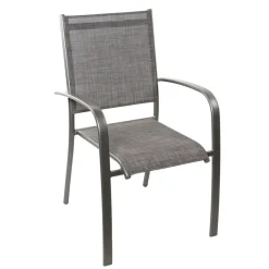 Brighton Tables Et Chaises De Jardin|Salons De Jardin | - Fauteuil de jardin ARIES Bello aluminium et toile gris - 62x56x90 cm