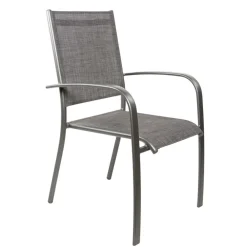 Brighton Tables Et Chaises De Jardin|Salons De Jardin | - Fauteuil de jardin ARIES Bello aluminium et toile gris - 62x56x90 cm