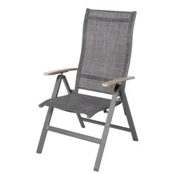 Brighton Tables Et Chaises De Jardin|Salons De Jardin | - Fauteuil STELLA en alu et toile anthracite - 66x58x110 cm