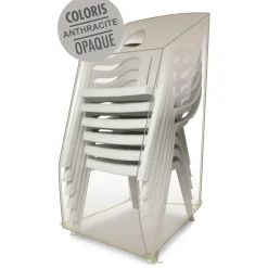 Brighton - Housse pour chaises empilables en polyester gris - 66x66x110 cm Discount