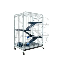 NA Cages Et Accessoires | Cage Tower à 3 étages pour chinchilla,furet : blanc,bleu Hauteur 93cm