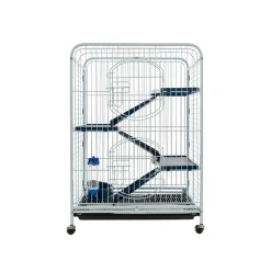 NA Cages Et Accessoires | Cage Tower à 3 étages pour chinchilla,furet : blanc,bleu Hauteur 93cm