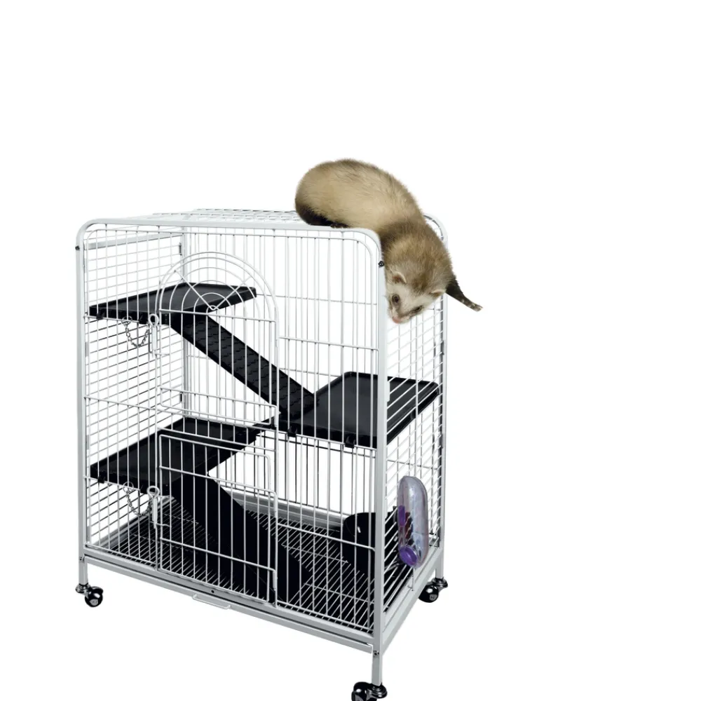 NA Cages Et Accessoires | Cage Tower à 3 étages pour chinchilla,furet : blanc,bleu Hauteur 93cm