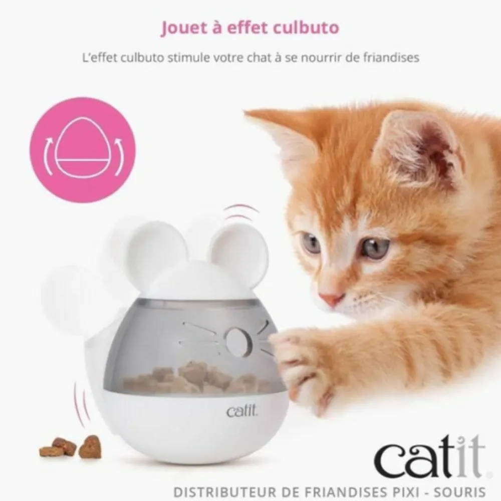 Cat It Gamelles Et Autres Accessoires | - Distributeur de friandises pour chat - catit - pixi - design oreilles de souris - blanc