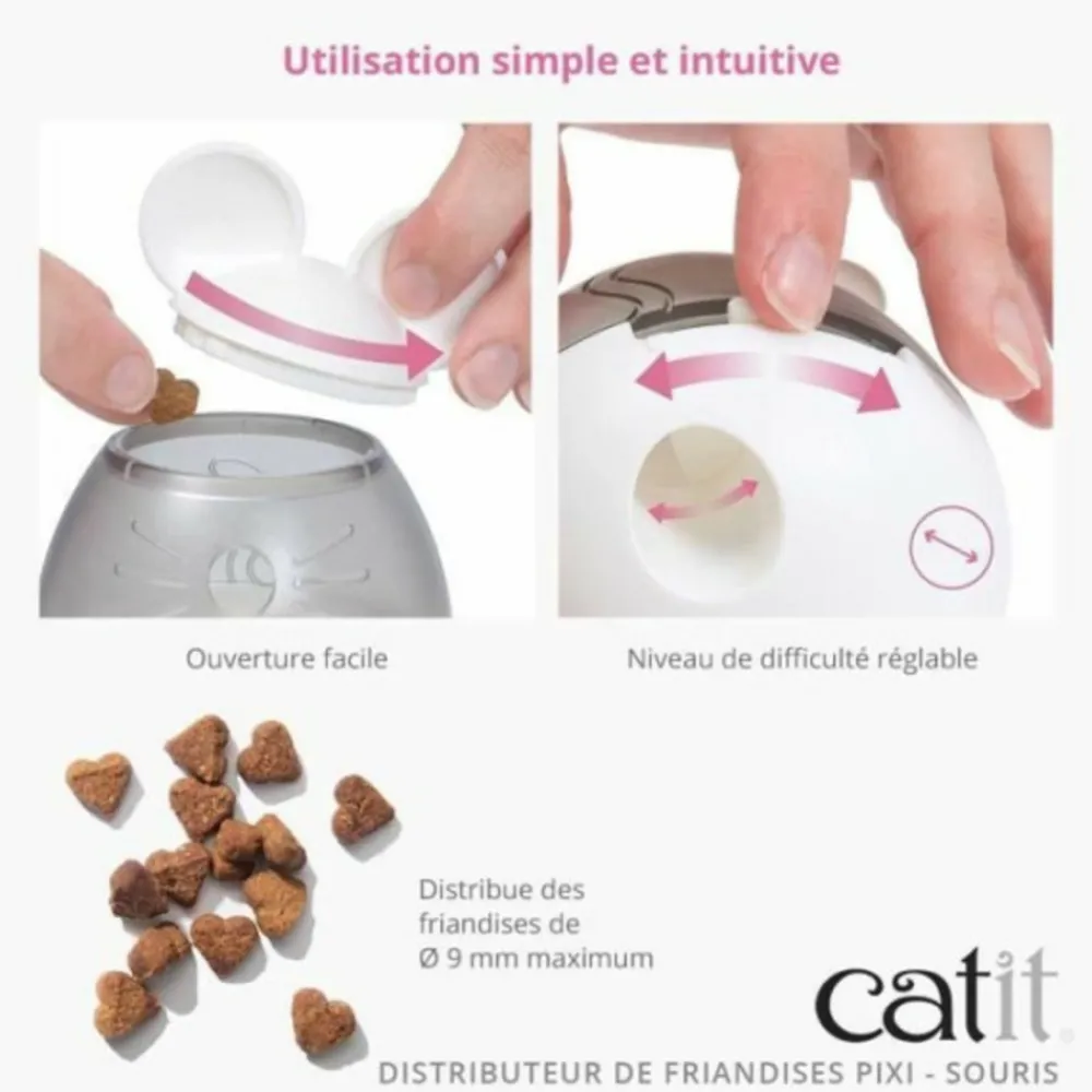 Cat It Gamelles Et Autres Accessoires | - Distributeur de friandises pour chat - catit - pixi - design oreilles de souris - blanc
