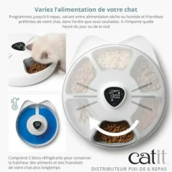 Cat It Gamelles Et Autres Accessoires | - Distributeur de repas pour chat connecté - catit - pixi smart - 6 x 170ml - ecran tactile lcd - avec blocs réfrigérants