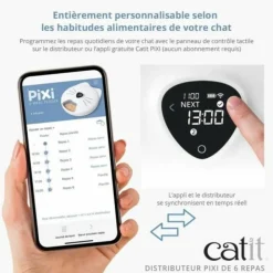 Cat It Gamelles Et Autres Accessoires | - Distributeur de repas pour chat connecté - catit - pixi smart - 6 x 170ml - ecran tactile lcd - avec blocs réfrigérants