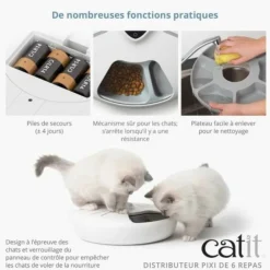 Cat It Gamelles Et Autres Accessoires | - Distributeur de repas pour chat connecté - catit - pixi smart - 6 x 170ml - ecran tactile lcd - avec blocs réfrigérants