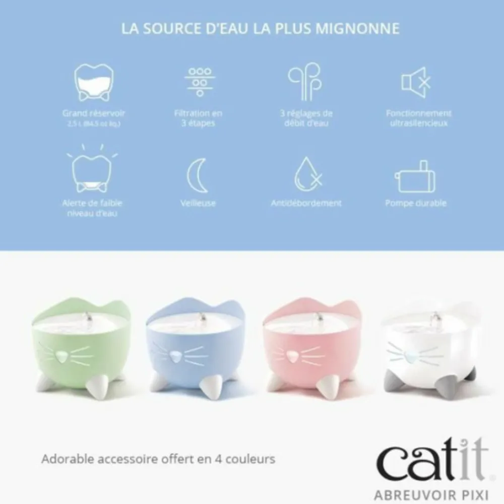 Cat It Gamelles Et Autres Accessoires | - Fontaine a eau automatique pour chat - 2,5 l - bleu