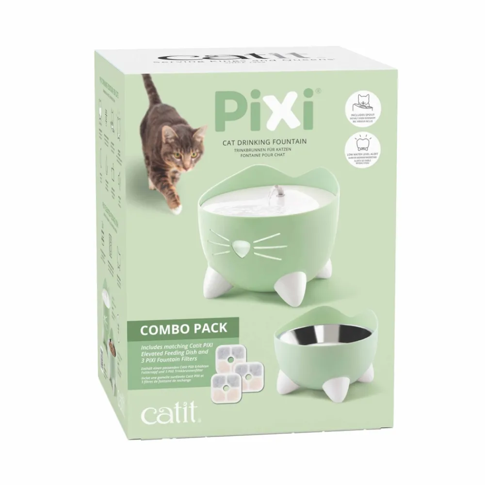 Cat it - Fontaine à eau combo kit pour chat 2L-200ml-20x20x17cm vert Online