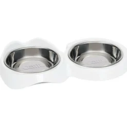 Cat It Gamelles Et Autres Accessoires | - Gamelle pour chat - catit - pixi - 2 x 200ml - double - bols en acier inoxydable amovibles - blanc