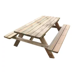 Cerland - Table de pique-nique en bois avec bancs intégrés 6 personnes - 1,77 m Sale