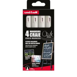 Chalk Marker Peinture Et Beaux-Arts | - Lot 4 Marqueurs craie moyen blanc - Pointe ogive moyenne 1,8 à 2,5 mm