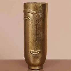 Chehoma Vases Et Coupes | - Vase haut face laiton doré 28x10x10cm