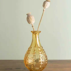 Chehoma - Vase liseron ambre verre 15x9x9cm New
