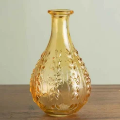 Chehoma - Vase liseron ambre verre 15x9x9cm New