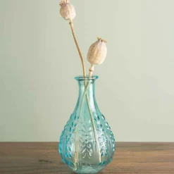 Chehoma - Vase liseron bleu verre 15x9x9cm Discount