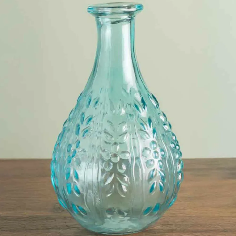 Chehoma - Vase liseron bleu verre 15x9x9cm Discount