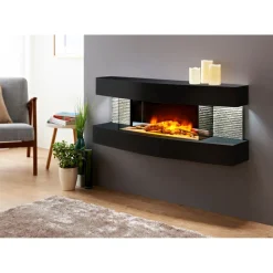 NA Bois Et Accessoires De Cheminées | Chemin'arte cheminée électrique design 2000w noir - lounge noire