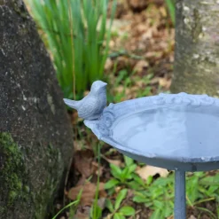 Chemin De Campagne Oiseaux Du Jardin | - Bain d’oiseaux en fonte gris 25 x 18.5 x 39.5 cm