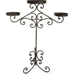 Chemin De Campagne - ~ bougeoir sur pieds 3 bougies métal marron 62 x 87 cm Discount