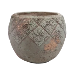 Chemin De Campagne Vases Et Coupes | - ° cache-pot "collerette" en béton vert de gris ø.18 x 15 cm