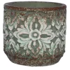 Chemin De Campagne - Cache-pot rond en ciment vieilli vert/rose ø.14 x ht.13 cm Outlet