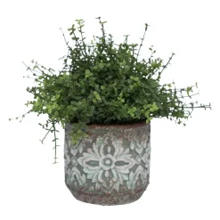 Chemin De Campagne - Cache-pot rond en ciment vieilli vert/rose ø.14 x ht.13 cm Outlet