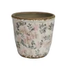 Chemin De Campagne Cache-Pots Et Bacs D'Intérieur | - Cache-pot rond "fleurs bleues et rose" ø.12.5 x 12 cm