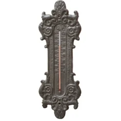 Chemin De Campagne - Grand thermomètre extérieur décoratif vintage jardin fonte marron 37cm Sale