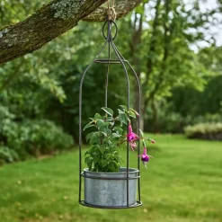 Chemin De Campagne Pots Et Jardinières | - Jardinière extérieure pot fleurs jardin métal gris ø12x41.5cm