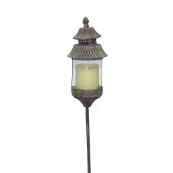 Chemin De Campagne Eclairage D’Extérieur | - Lanterne pique extérieur jardin ancienne bougie métal gris 130cm