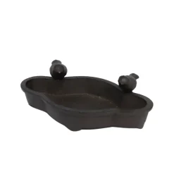 Chemin De Campagne Oiseaux Du Jardin | - Mangeoire à oiseaux abreuvoir jardin en fonte marron 19cm