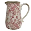 Chemin De Campagne Vases Et Coupes | - Pichet en céramique émaillée "fleurs bordeaux" 20.5 x 14.5 x 23 cm