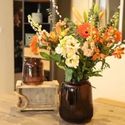 Chemin De Campagne Vases Et Coupes | - Vase "strié" avec anse métallique - ambre pm