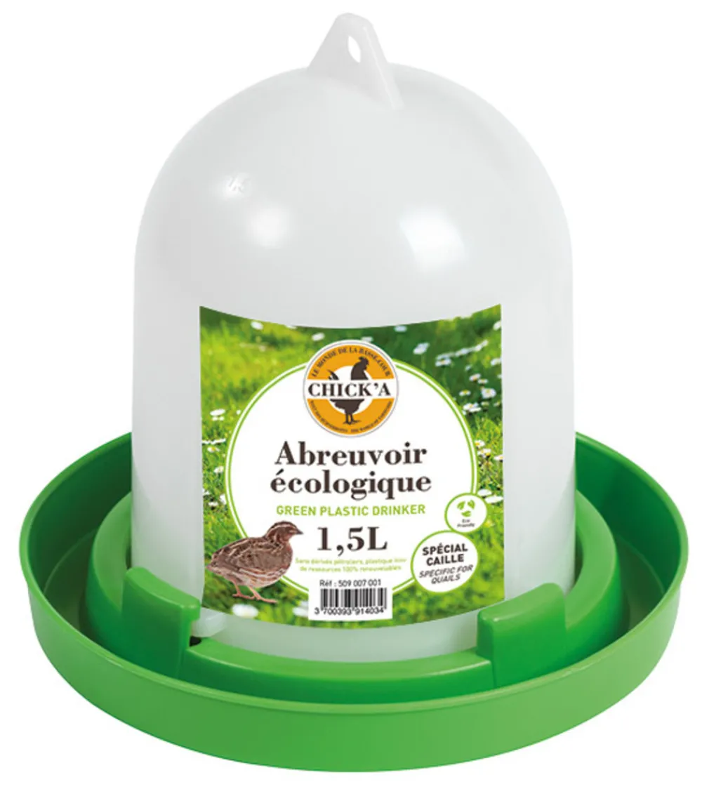 Chick'a - Abreuvoir plastique ligne verte pour caille 1.5l Sale