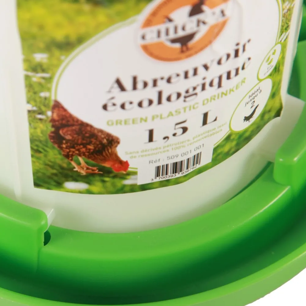 Chick'a Alimentation | - Abreuvoir plastique ligne verte 1.5 l