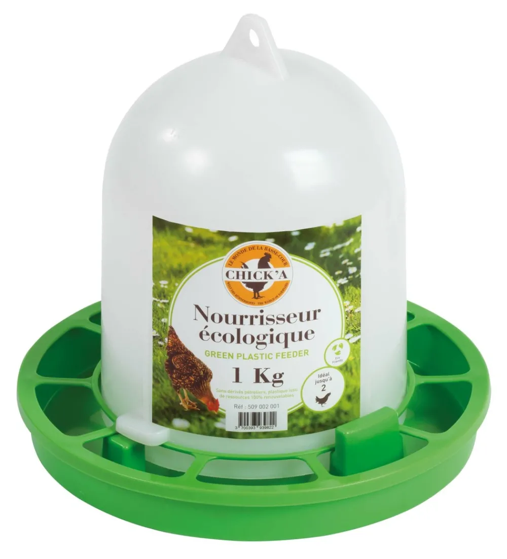 Chick'a - Nourrisseur à trémie ligne verte 1 kg Sale