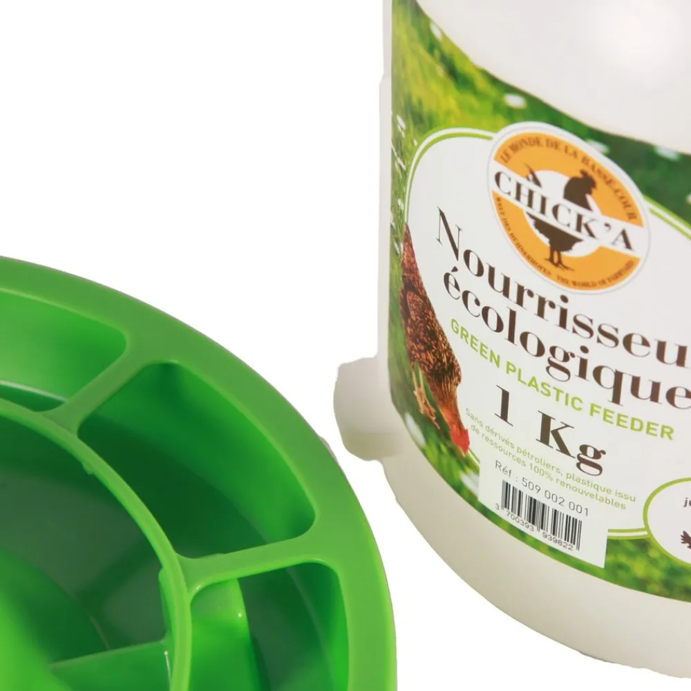 Chick'a - Nourrisseur à trémie ligne verte 1 kg Sale