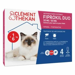 Clement Thékan CLEMENT THÉKAN - Fiprokil duo chat 4 kg - clement thekan 4 pipettes New