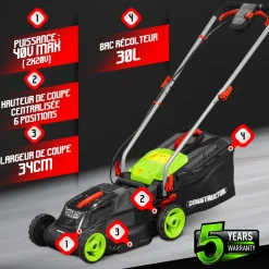 Constructor - Tondeuse à gazon 40v (2x20v) 34 cm - sans batterie -